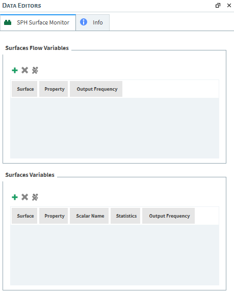 Options in the Data Editors Panel when the SPH Surface Monitor Module is Enabled