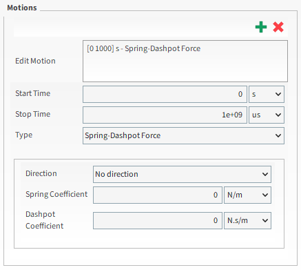 New Motion showing Spring-Dashpot Force parameters