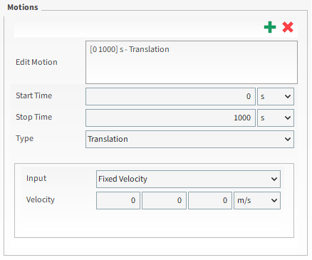 New Motion added to Frame entry showing Translation parameters