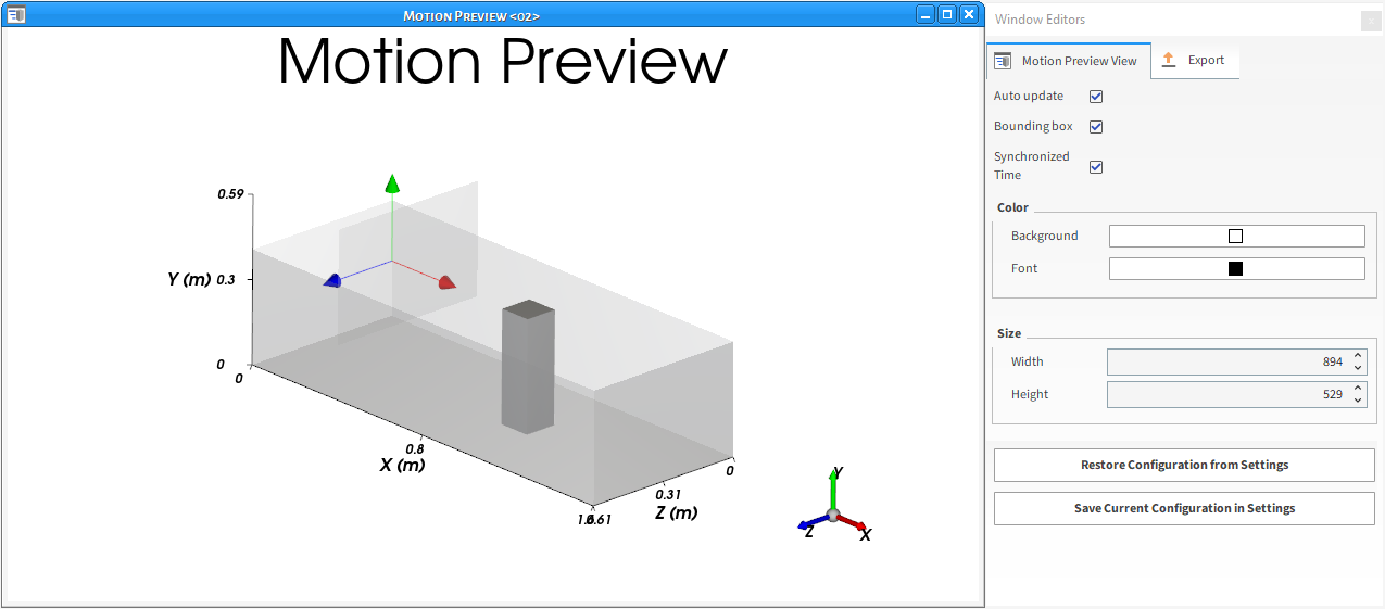 Motion Preview View tab options on the Window Editors panel