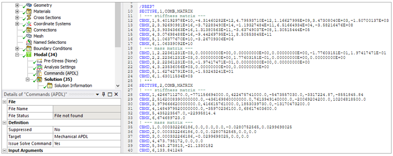 APDL Snippet with the Generated Output from ACP