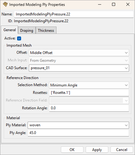 Imported Modeling Ply Properties