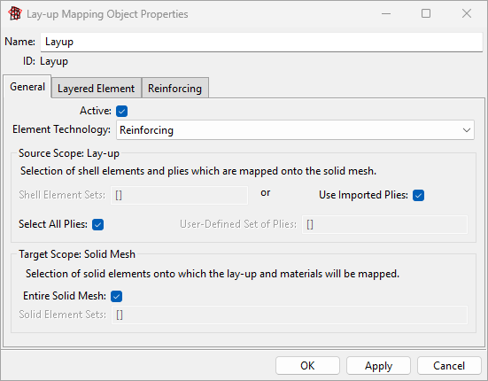 Layup Mapping Object Properties