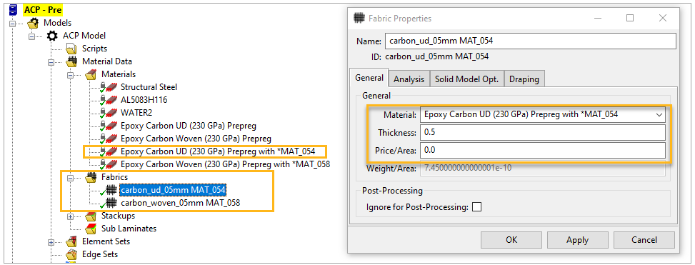 Defining Materials in ACP