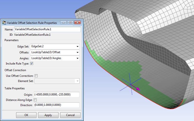 Look-Up Table Defines the Offset to Edge Set at a Given Length
