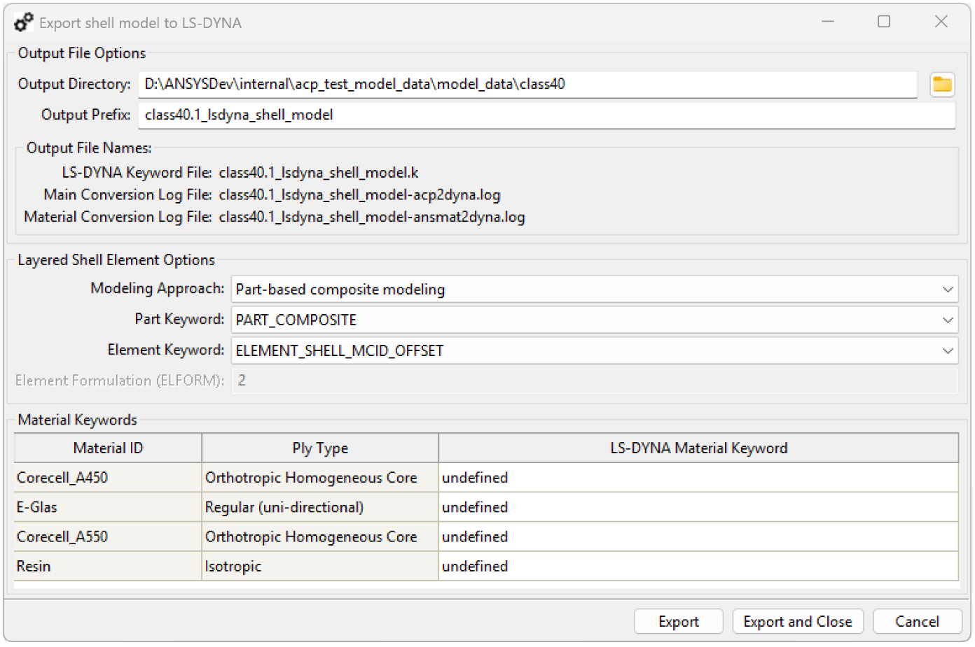 Export Shell Model to LS-DYNA Window