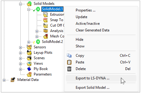 Solid Model Context Menu