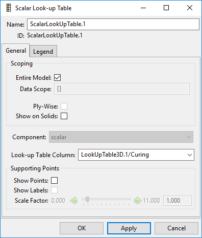 Look-Up Table Plot General Properties Tab