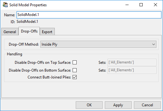 Solid Model Properties - Drop-Offs