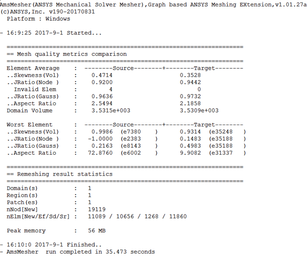 Example FEA Remesh Log File (3D)