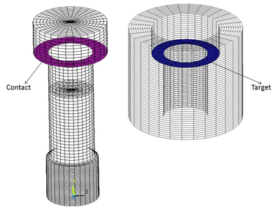 Contact and Target Surfaces at the Bolt Head and Cover Plate