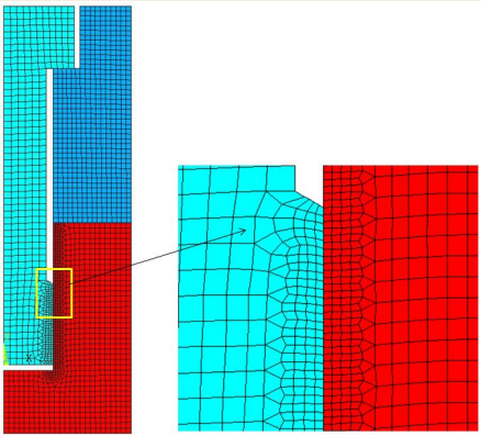 2D Axisymmetric Model of a Simplified Bolt Joint with Mesh Details
