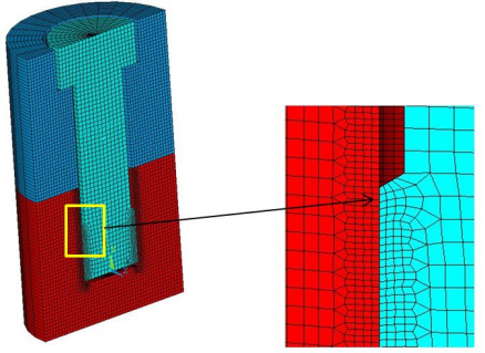 3D Half Model of a Simplified Bolt Joint with Mesh Details
