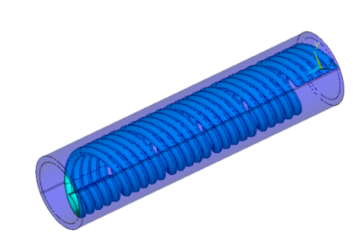 3D Model of a Five-Filar Metal Coil Inside a Polymer Tube