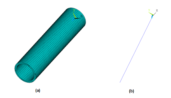 Tube Models: (a) Solid Elements, (b) Line Elements