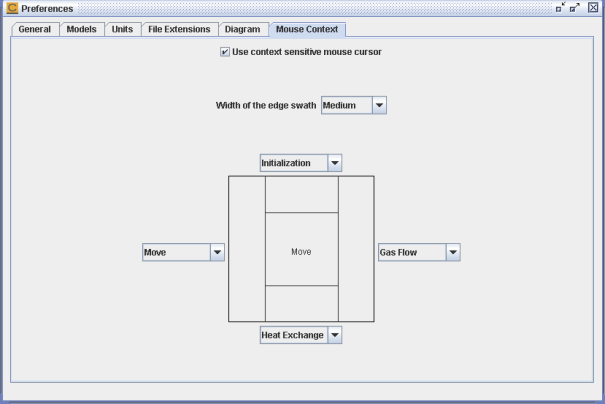 Mouse Context Preferences tab