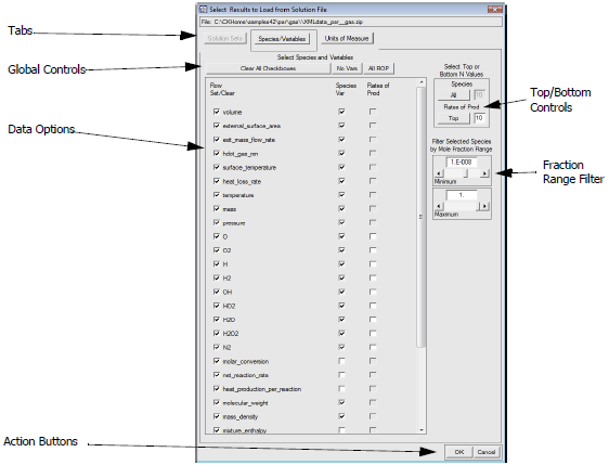 Results to Import—Species/Variables