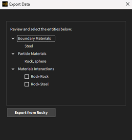 New dialog generated by “Review to Export” button.
