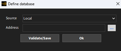 Material Storage options to define the database.