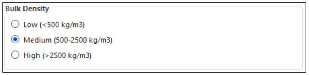 Material Wizard options for when you have only a rough idea for loose bulk density.