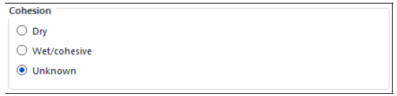 Material Wizard options for cohesion.