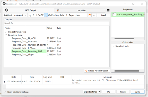 Reading the outputs from the Report.json file