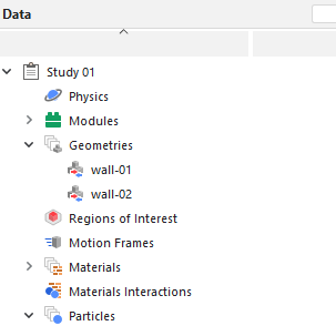 New entries under Geometries in the Data panel.