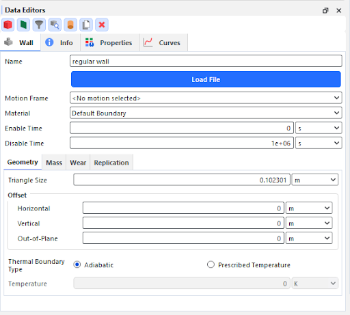 Options available for a standard wall.