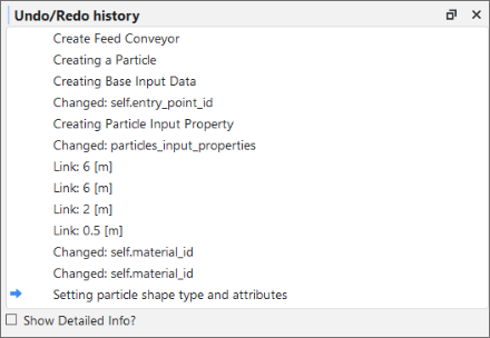Undo/Redo history panel showing some example actions