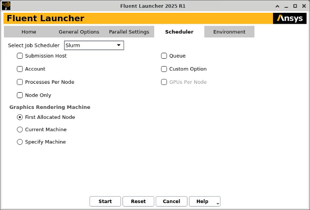 The Scheduler Tab of Fluent Launcher (Linux Version)