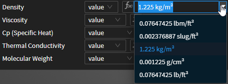 Example Inline Unit Drop-down
