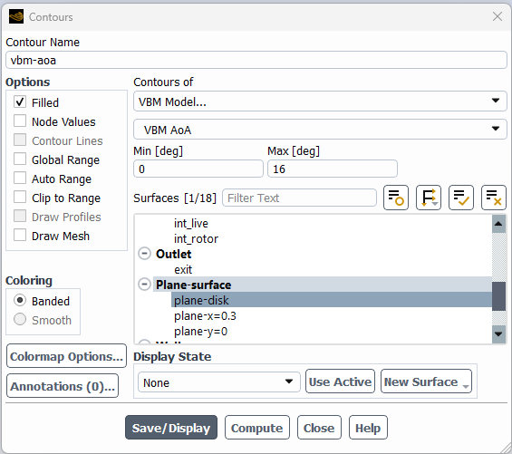 Setup Contours to Display the Vbm AoA Distribution for Main-Rotor