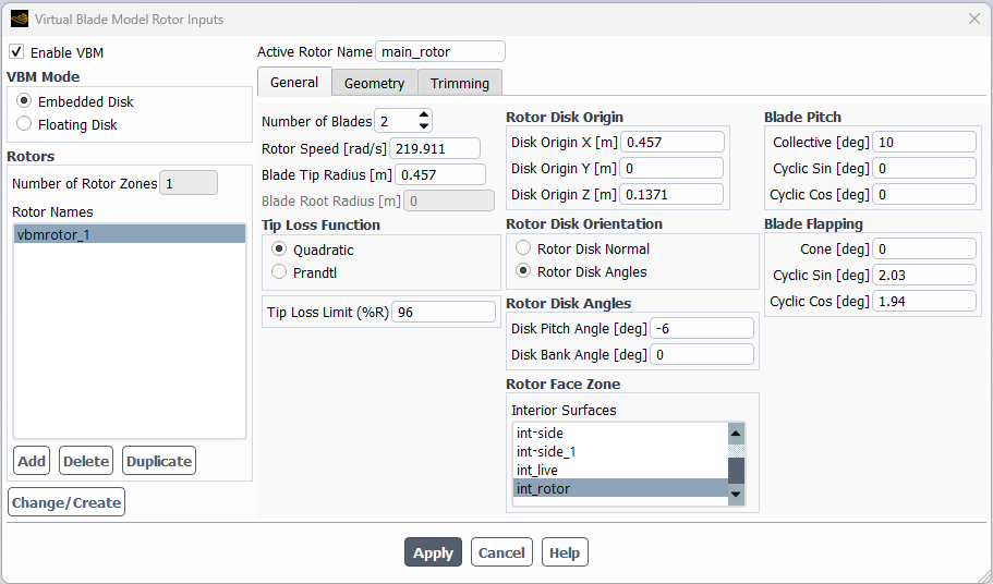 General Disk Data Configuration Window
