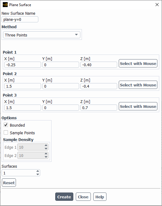 Create Plane Surface Plane-y=0