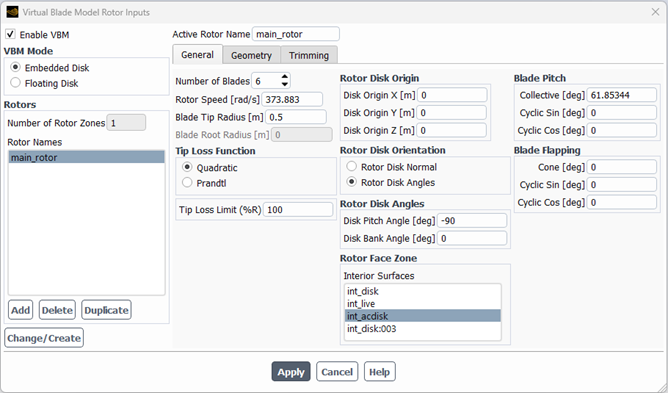 General Disk Data Configuration Window