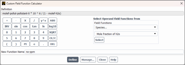 The Custom Field Function Calculator Dialog Box