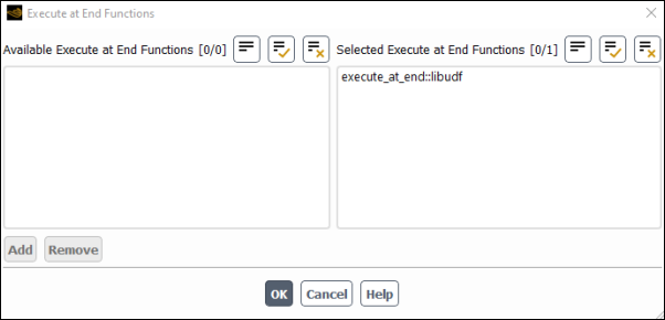 The Execute At End Functions Dialog Box