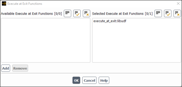 The Execute at Exit Functions Dialog Box