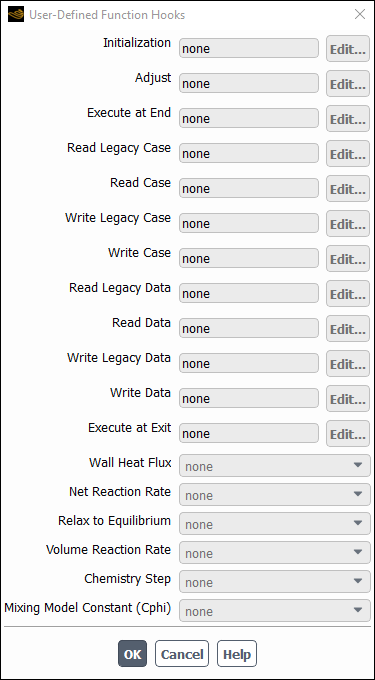 The User-Defined Function Hooks Dialog Box