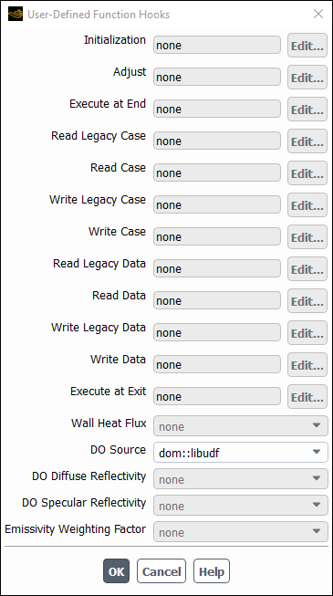 The User-Defined Function Hooks Dialog Box