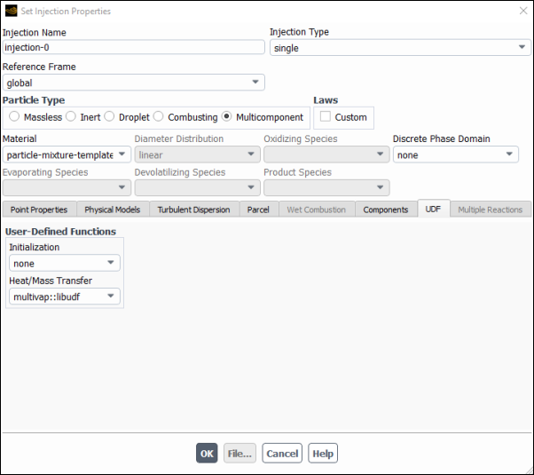 The Set Injections Dialog Box