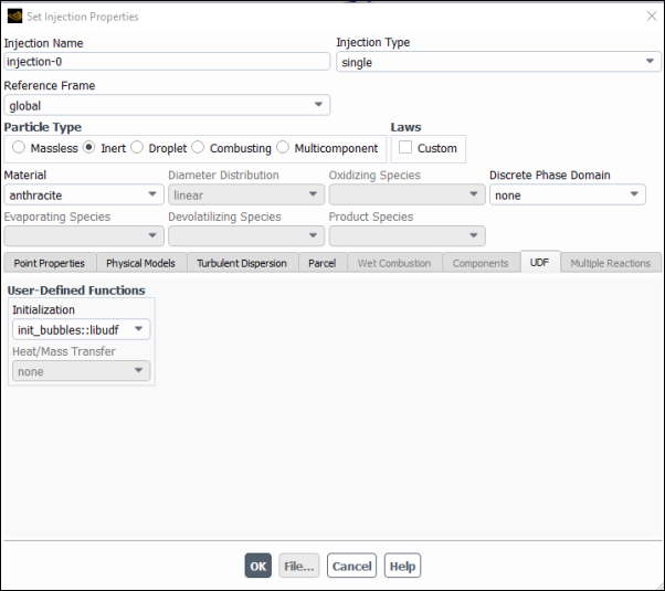 The Injections Dialog Box