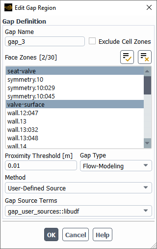 The Edit Gap Region Dialog Box