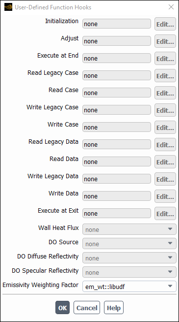 The User-Defined Function Hooks Dialog Box