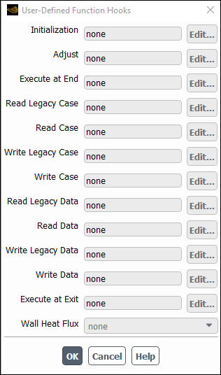 The User-Defined Function Hooks Dialog Box
