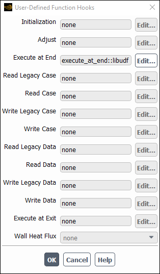 The User-Defined Function Hooks Dialog Box