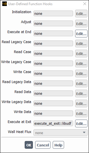 The User-Defined Function Hooks Dialog Box
