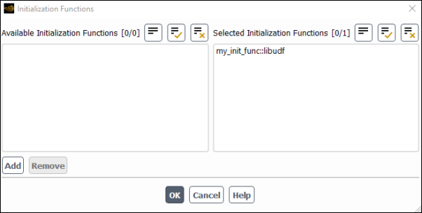 The Initialization Functions Dialog Box