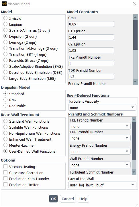 The Viscous Model Dialog Box