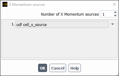 The X Momentum sources Dialog Box